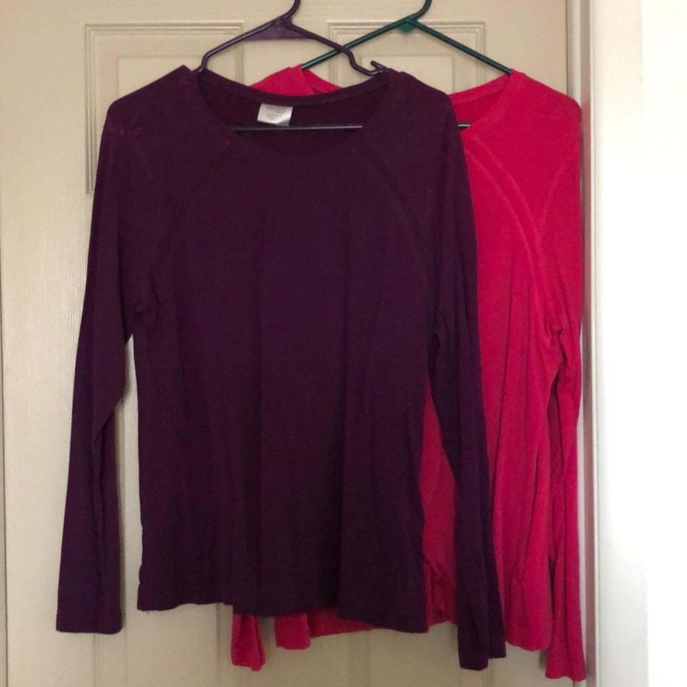(2) Long sleeve athletic tops